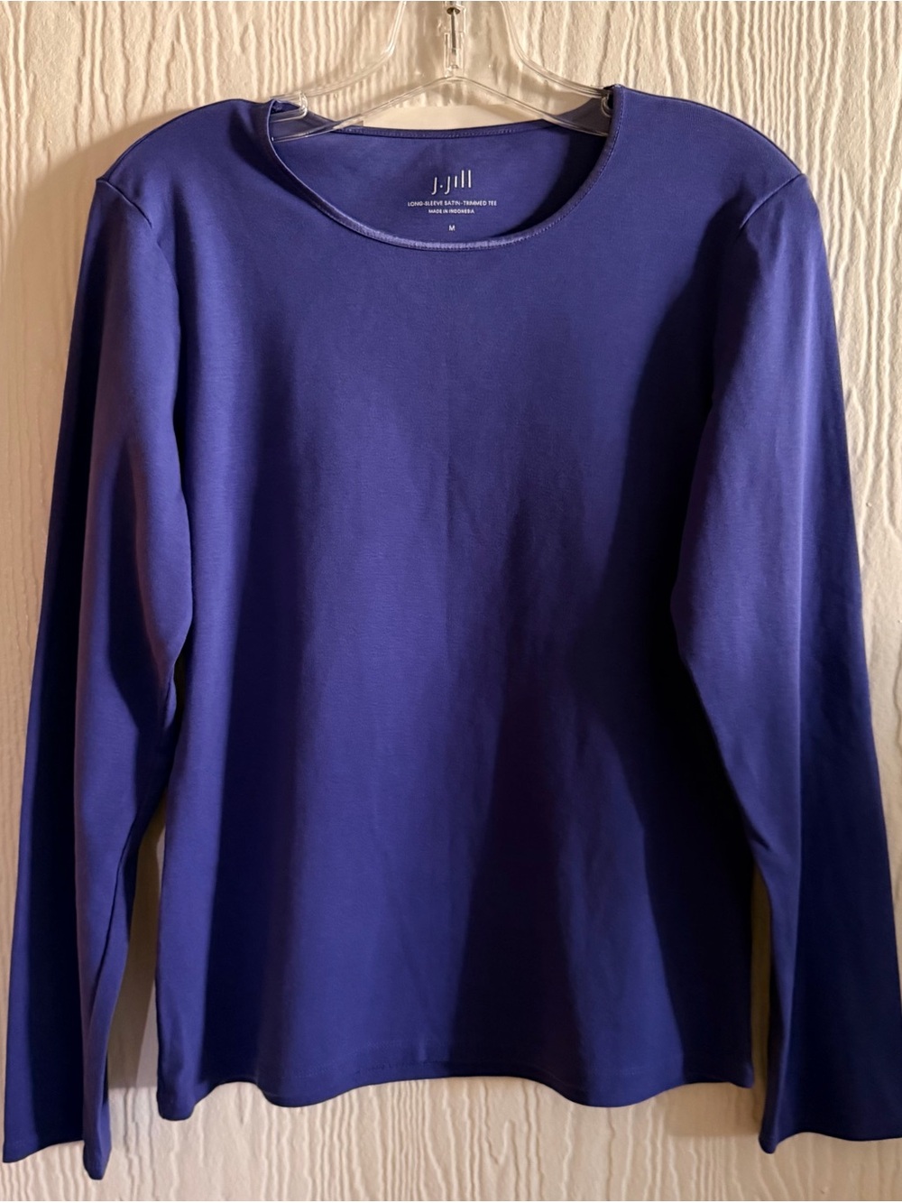 J. Jill Women’s Long-Sleeve Crewneck Top in Purple.